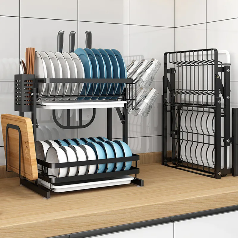 Smart-Furn pliable égouttoir à vaisselle cuisine sèche sur évier égouttoir en acier stockage étagère en métal organisateur pour plaque bol support support