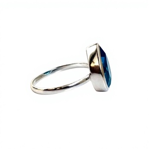 Anillos de piedras preciosas de Topacio Azul hidro de Plata de Ley 925 hechos a mano, ajuste de bisel, tecnología de incrustaciones para aniversario, venta al por mayor - Product Image 3