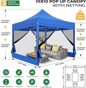 Carpa Plegable OEM de Alta Resistencia para Uso Comercial, 4 Paredes Laterales, Mosquitera, Puerta con Cremallera, 3x3m, Tela Oxford, Carpa para Ferias Comerciales - Product Image 3