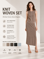 Ensemble élégant pour femmes, haut en tricot sans manches et pantalon, été, décontracté, chic, OEM ODM, directement de l'usine