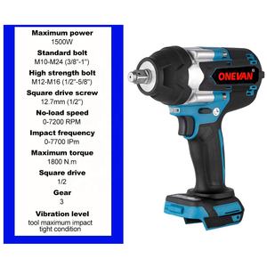 ONEVAN 1800N.M 无刷电动冲击扳手 1/2 英寸无绳扳手起子电动工具适用于卡车，适用于 18V 电池 - Product Image 4