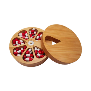 Caja organizadora de pastillas de Medicina de vitamina semanal diaria de madera, contenedores de bodega de sal de cocina, artesanías de madera, letrero de pared - Product Image 1