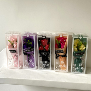 Ramo Pequeño Hecho a Mano de Rosas y <span class=keywords><strong>Claveles</strong></span>, Caja de Regalo de Jabón para el Día de San Valentín, Día del Maestro, Navidad, Compra al por Mayor de 3 Ramos, Flores Artificiales - Product Image 5