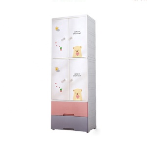 165 centimetri Doppia Porta di Stile Per Bambini Camera Da Letto Armadio Dell'orso Del Fumetto Di Plastica Bambino Armadio con 2 Cassetti Di Immagazzinaggio - Product Image 1