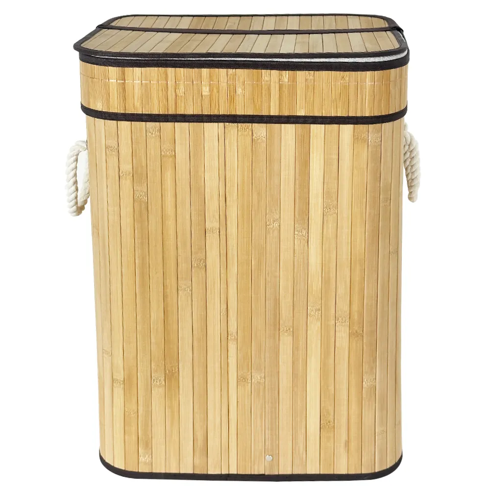 공장에서 만든 가정용 이중 세탁 바구니 뚜껑 대나무 요소 저장 오픈 박스 세탁 바구니