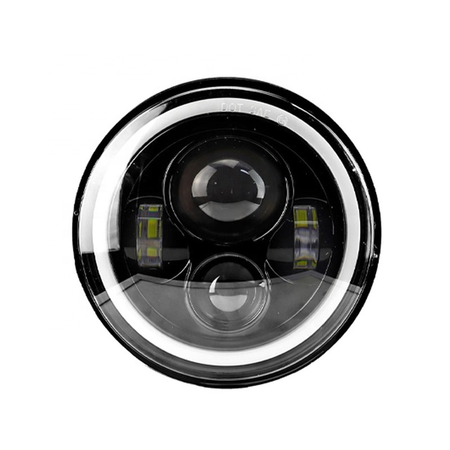 DRL Round Headlamp New Design Car Motorcycle Spare Parts 7 Inch High Low Beam 4 LED Headlight With White and Yellow Aperture