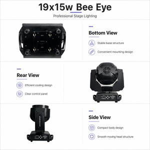 19x15W Bee Eye Pixel LED Moving Head <b>Light</b> with Dynamic Beam Wash and Rotation Effects - Product Image 3