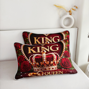 Couvre-lit personnalisé imprimé motif cœur rouge roi et couronne dorée, impression numérique pour des couleurs vibrantes, décoration de luxe pour hôtels et maisons - Product Image 6