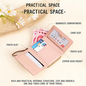 PU Leather Light <strong>Blue</strong> Heart Embroidery Short <strong>Wallet</strong> Factory Direct <strong>Women</strong> Cute Mini Bifold Card Holder <strong>Wallet</strong> - Product Image 3