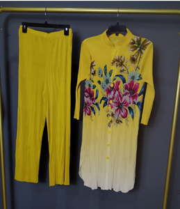 เสื้อผ้าผู้หญิงสองชิ้นพิมพ์ลายดอกไม้ไล่ระดับสีสำหรับฤดูใบไม้ร่วง - Product Image 3