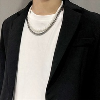 2024 nouvelle mode collier de perles en acier inoxydable bijoux hip hop pour hommes