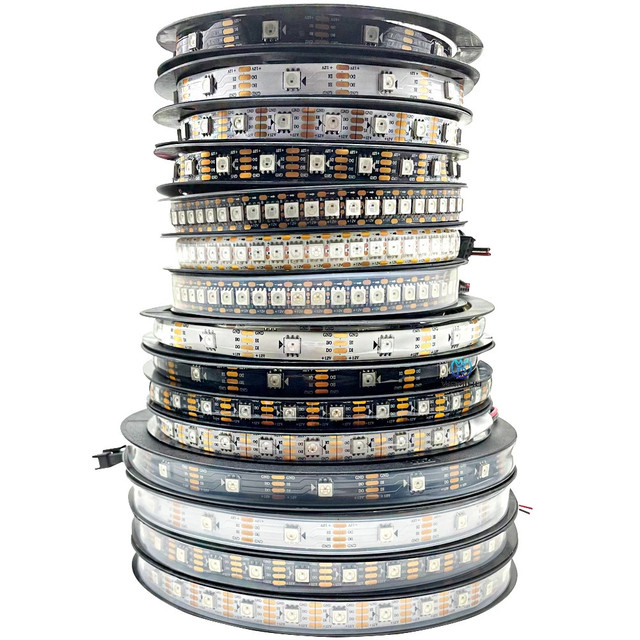 12V WS2815 Individually Addressable LED Strip 5050RGB 5m  30 60 144 LEDs Per Meter Black White PCB IP30 IP65 IP67 Smart Light