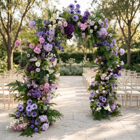 Arche de mariage en fleurs artificielles, toile de fond florale en soie, violet, rose, vert, décoration d'événements