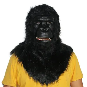 Halloween Animal Mask Umwelt freundlicher Blister Gorilla mit beweglichem Mund Halloween Adult Size Animal Hood Mask