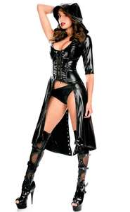 Unisex Sexy diablo capa larga pátina cuero <span class=keywords><strong>disfraz</strong></span> Cos <span class=keywords><strong>Halloween</strong></span> resurrección PVC cuero vestido bruja Cosplay disfraces - Product Image 2