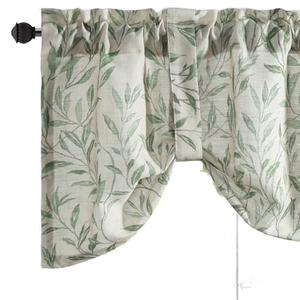 Voilages de cuisine DaiRui style campagnard à imprimé feuilles, à nouer, avec passe-tringle, stores romains ajustables pour fenêtres - Product Image 1