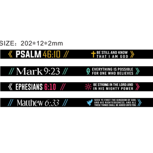Psaume 139:14 Jérémie 33:3 Philippiens 4:13 Éphésiens 6:10 Bracelet en Silicone Christian Bible Verset Bracelet Taille Adulte - Product Image 6