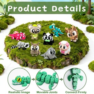 Balle anti-stress en forme d'animal imprimée en 3D, mini jouets animaux, cadeaux de fête, figurines en plastique pour enfants de 2 à 4 ans - Product Image 2