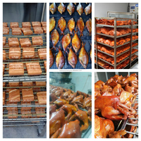 Four à fumage industriel automatique pour viande avec roulement en acier inoxydable 304 haute rigidité pour la fumée de porc, de poisson et de saucisses