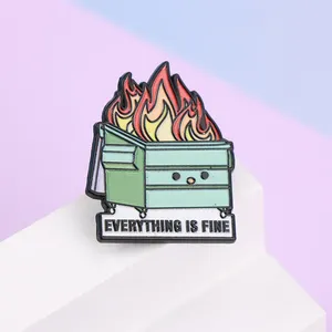 Letras creativas de la estufa <span class=keywords><strong>TODO</strong></span> ES FINA Esmalte Metal Pins de solapa Broches Insignias Mochila divertida Accesorios de ropa Fiestas - Product Image 4