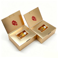 Boîte à rabat dorée en gros pour emballages de produits de luxe avec oreilles et ourlet, personnalisable
