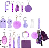 Nouveau femmes auto-défense porte-clés ensemble accessoires anneau Bracelet gland bouffée balle fournitures alarme de sécurité auto-défense porte-clés