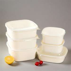 Gobelet en papier rectangulaire jetable, carré, rond, chauffable, en kraft, imperméable, avec impression personnalisée du logo, bol à salade en papier avec couvercle en PE - Product Image 3