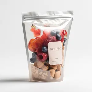 カスタムプリントハーフシルバーハーフクリアキャンディー再封可能バッグスタンドアップジッパーシールポーチ食品包装用プラスチックマイラーバッグ