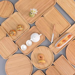 Bamboo and wood serving <b>trays</b>, round fruit plates, dessert plates, rectangular pizza plates, barbecue plates, water cups, <b>tea</b> - Product Image 1