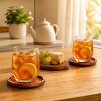 Sous-verres en bois d'acacia de 5 pouces, sous-verres ronds pour boissons, protection de table basse