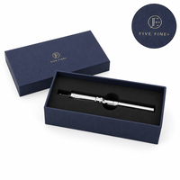 Boîte à stylo de luxe blanche écologique en matériaux recyclés avec logo estampé or, personnalisable, pour un seul stylo, avec insert en mousse