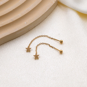 Star Drop Earrings Gold Plated Tin Alloy Geometric Dangle For Women - Product Image 1