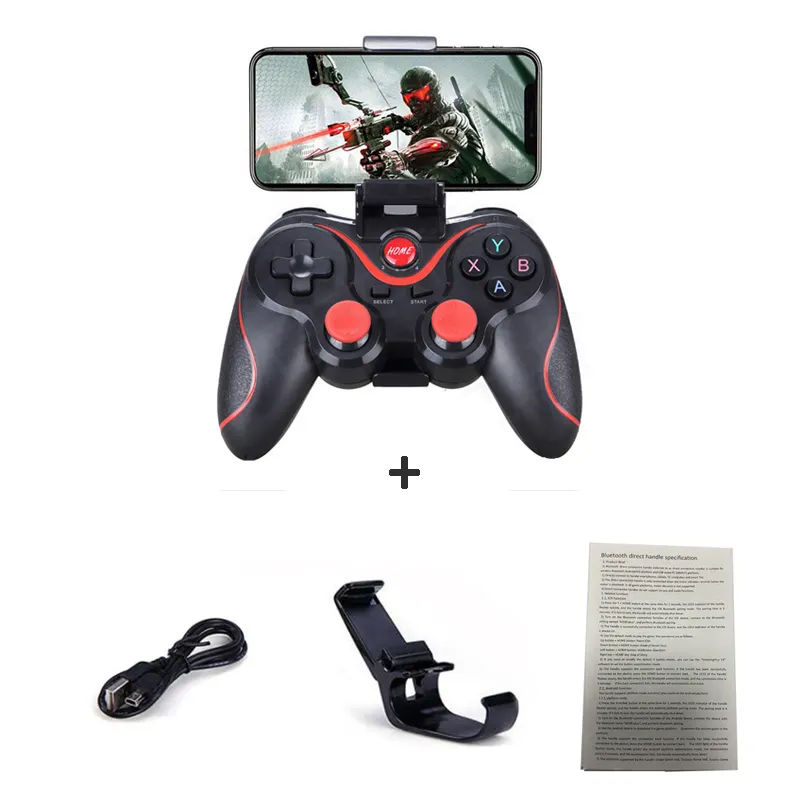 Controle x3 sem fio para joystick, controlador de jogos para pc, android, bt4.0, suporte para celular, tablet, tv box