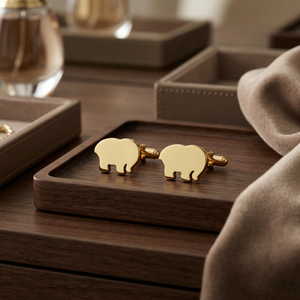 Boutons de manchette en laiton en forme d'éléphant - Cadeau formel pour mariage et promotion - Product Image 3