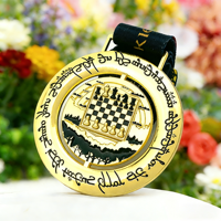 Ruban de fabricant pour médailles et trophées personnalisés en métal doré, style échecs