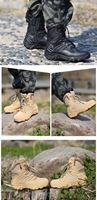 Bottes Noires Durables de Combat Tactique en Cuir pour Hommes