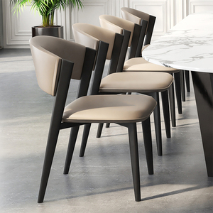 Ensemble de chaises de salle à manger contemporaines, dossier en tissu bicolore, design ergonomique incurvé, structure en métal robuste, décoration intérieure - Product Image 2