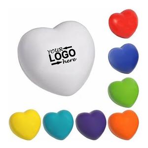 Balle anti-stress promotionnelle en mousse 0717, personnalisable en forme de cœur, avec logo, en PU à presser - Product Image 1