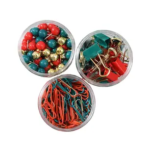 Christmas Round Display Box Creative Paper Clip Red Green Long Tail Clip Creative Cute Binding Gift Nail Decorative Paper Clips