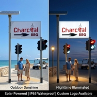 Enseigne commerciale LED solaire personnalisée, extérieure, étanche IP65, boîte lumineuse 3D illuminée, 30W, 3000 lumens, enseigne de logo en relief, magasin, OEM