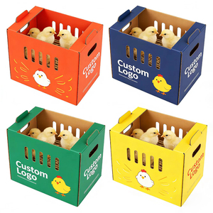 Scatola di Cartone Personalizzata per Spedizione Pulcini Vivi Scatola per Trasporto Pulcini di Un Giorno con Foro Laterale e Maniglia - Product Image 1