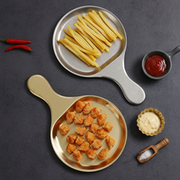 Plateau de barbecue plat en acier inoxydable doré, style rétro, luxe léger, pour steak occidental et snacks, qualité alimentaire, vente en gros usine