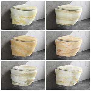 Inodoro de una pieza de mármol para baño, inodoro de cerámica con sifón en P, inodoro suspendido en la pared - Product Image 4