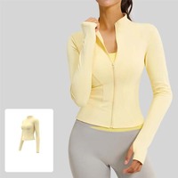 Veste de sport pour femme, respirante, légère, à séchage rapide, col montant, fermeture éclair, manches longues, pour yoga, entraînement, gym, fitness