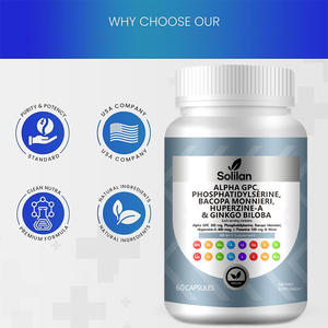 Solilan OEM Private Label Focus Alpha GPC <span class=keywords><strong>Bacopa</strong></span> <span class=keywords><strong>Monnieri</strong></span> ekstrak Herbal neotropika kapsul suplemen otak 60-count 2 - Product Image 3