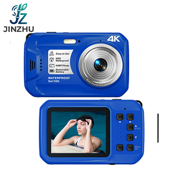 IP68 Underwater Camera with Fixed Focus Dual Screen Rechargeable Battery TF Card 4K 64MP HD CMOS Sensor Speedy Shipping