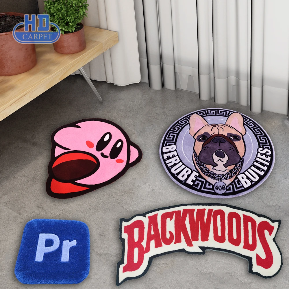 Backwoods Dropshipping Tufted Feito Tapete Die Cut Forma Acrílico Personalizado Tapete Logotipo