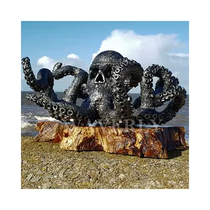 Modern Outdoor Decoration Giant Metal Art Animal Statue Custom Design Large Metal Bronze Skull Octopus Sculpture