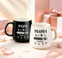 Ensemble de tasses à café en céramique TUZELIYA pour maman et papa, cadeau pour les parents, 350 ml, noir et blanc, passe au micro-ondes, annonce de grossesse, baby shower