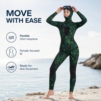 Combinaison de plongée en deux pièces pour femmes, 3 mm, camouflage vert, avec bas de combinaison long pour la plongée